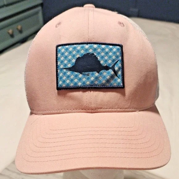 Columbia PFG Fishing Hat Cap Adjustable Snapback Pink Mesh Trucker Patch - Picture 2 of 10
